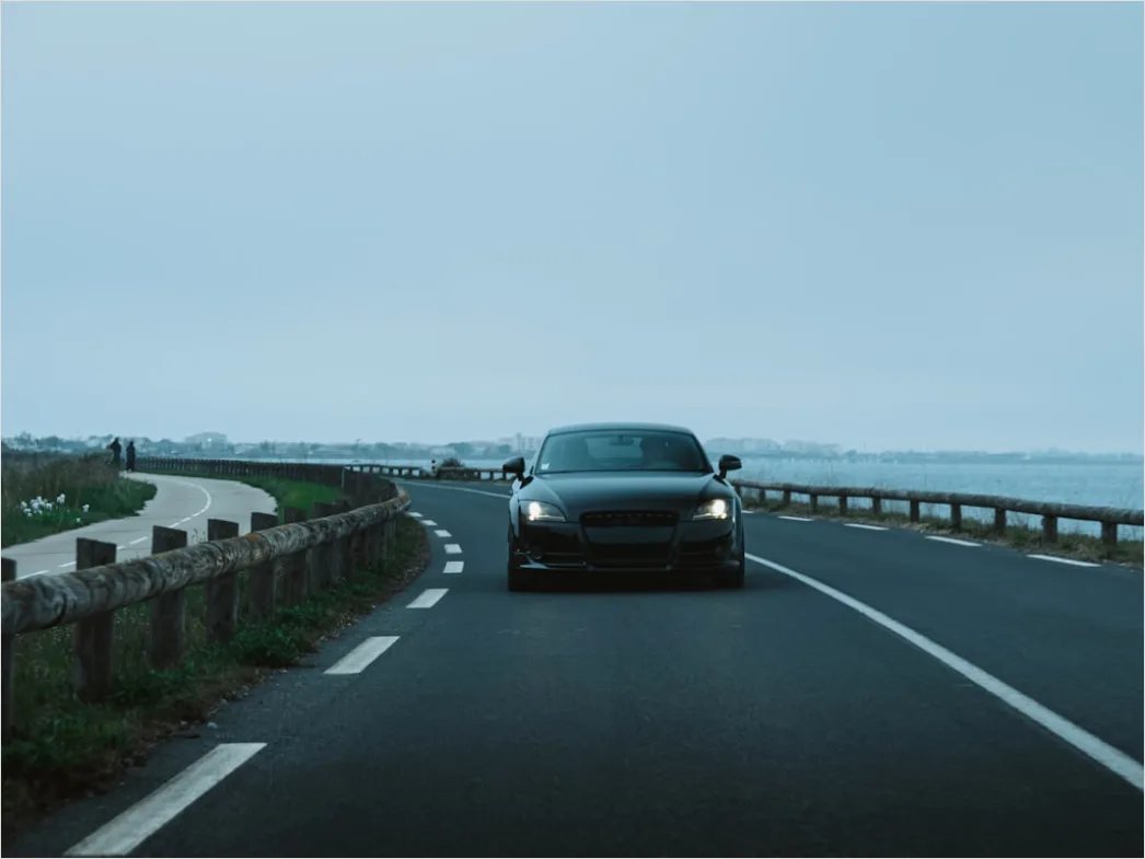 Ferrari Driving On Coastal Road Aerial View 0899