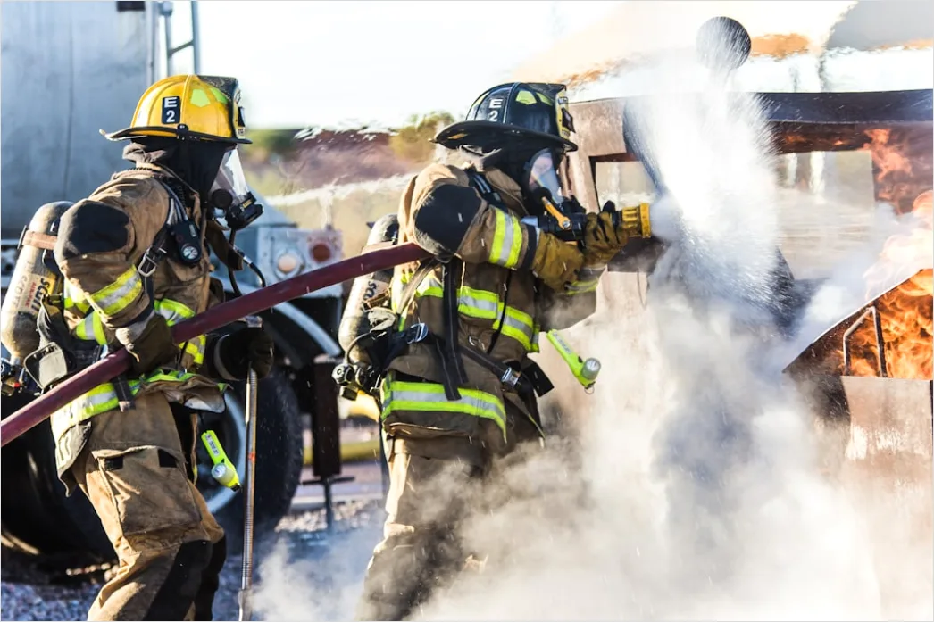 Fire Safety Drill Industrial Facility Workers E36b