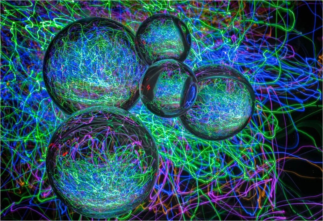 Detail Fluorescence Microscopy Image Cells Glowing Colors Number 15