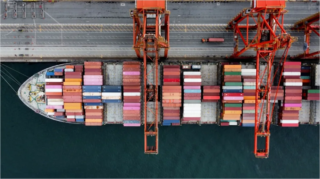 Freight Shipping Containers Port Aerial View