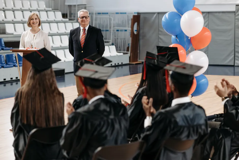 Detail Graduation Speech At Podium On Stage Number 11