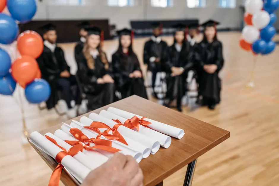 Detail Graduation Speech At Podium On Stage Number 14