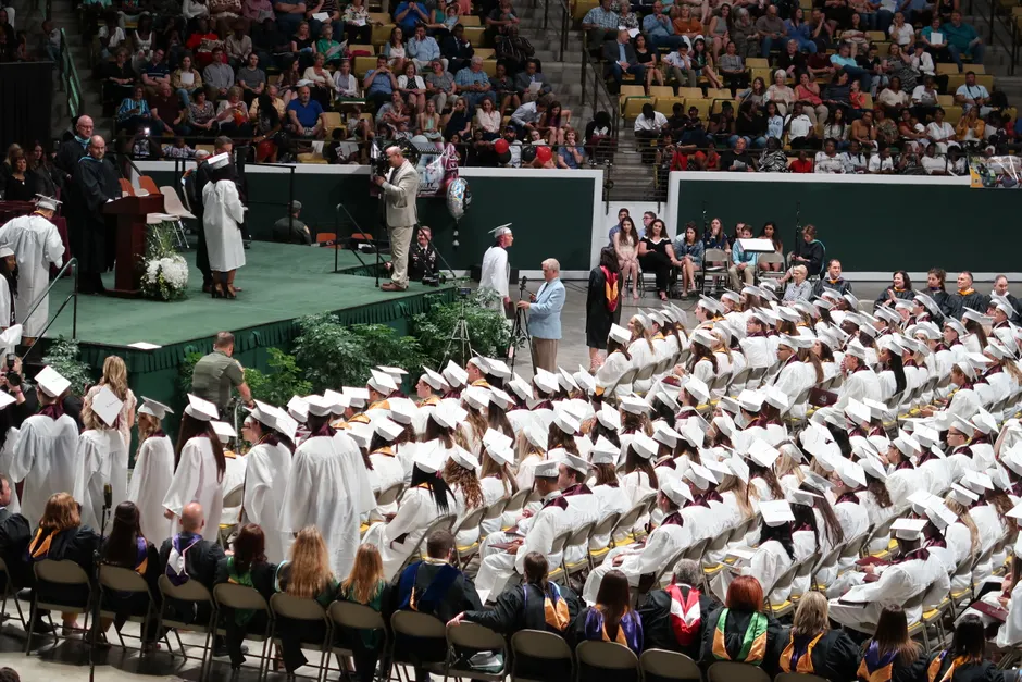 Detail Graduation Speech At Podium On Stage Number 4