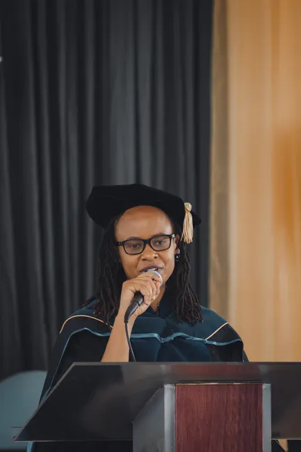 Detail Graduation Speech At Podium On Stage Number 6