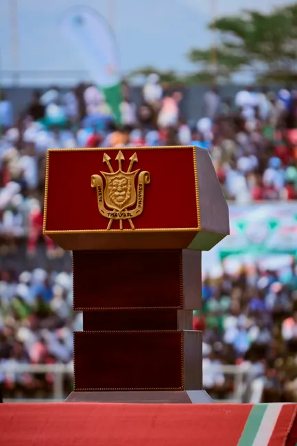 Detail Graduation Speech At Podium On Stage Number 9