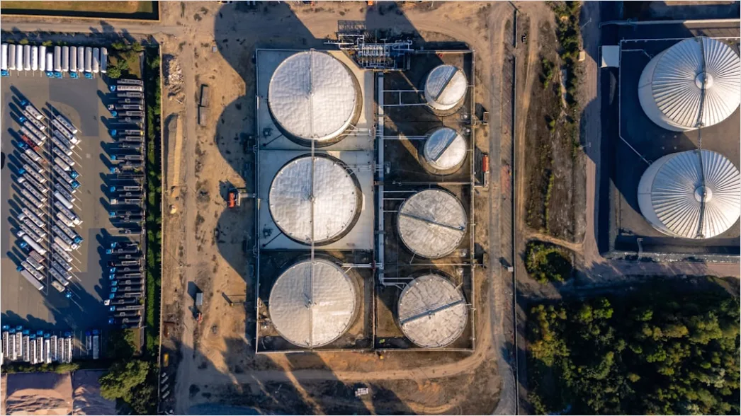 Industrial Chemical Storage Tank Farm Aerial View D2fc