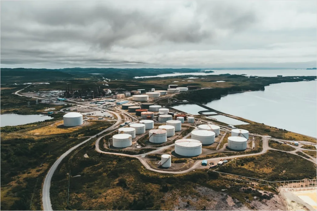 Detail Industrial Chemical Storage Tank Farm Aerial View Number 15