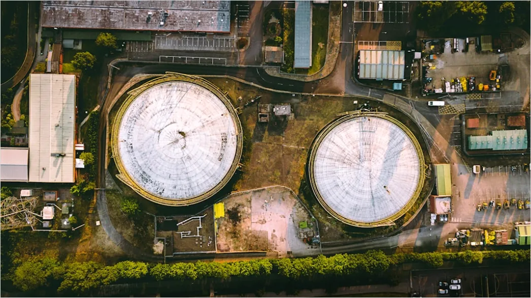 Detail Industrial Chemical Storage Tank Farm Aerial View Number 6