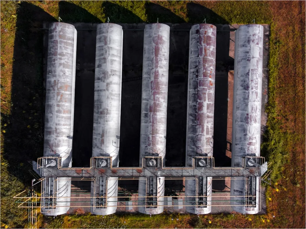 Detail Industrial Chemical Storage Tank Farm Aerial View Number 10