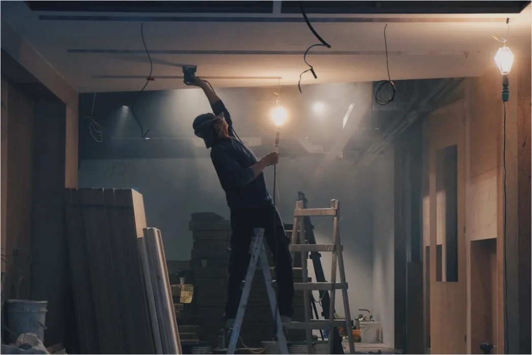 Interior Construction Drywalling Workers Finishing F239