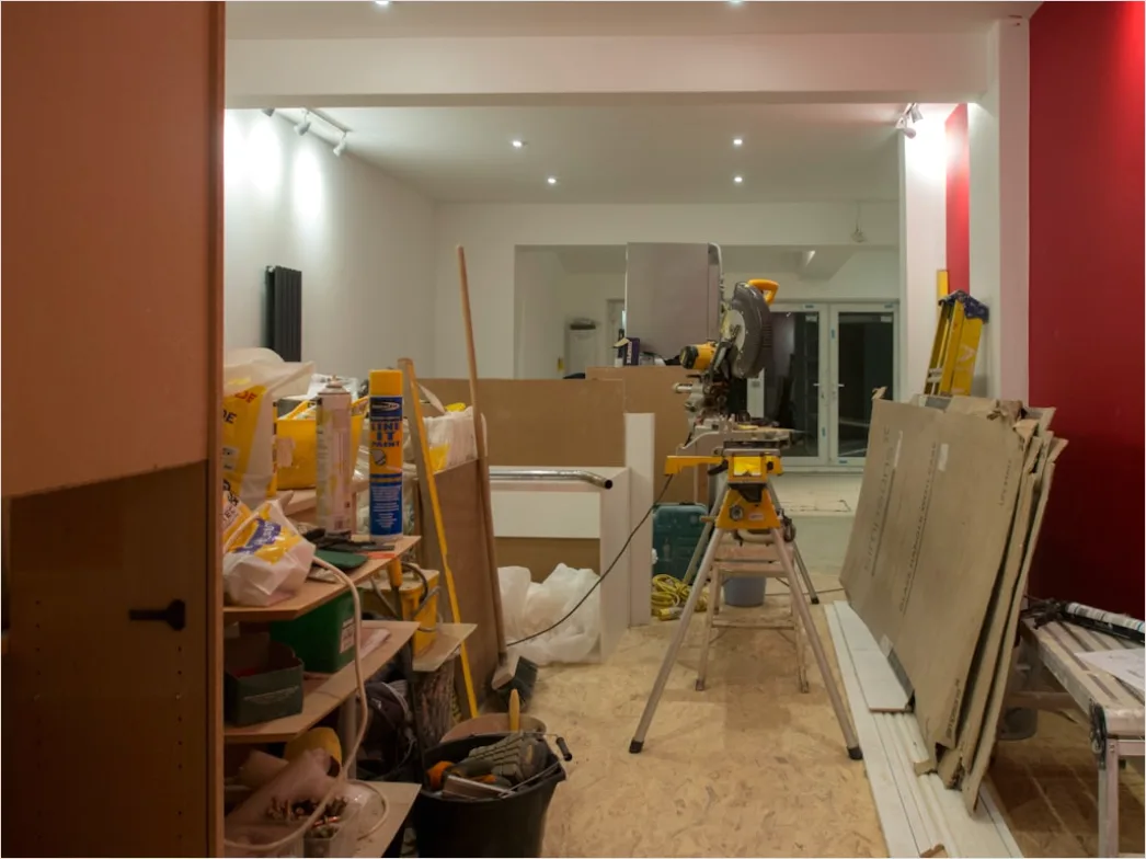 Detail Interior Construction Drywalling Workers Finishing Number 15