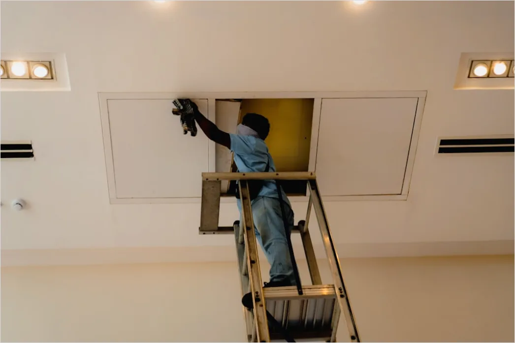Detail Interior Construction Drywalling Workers Finishing Number 17