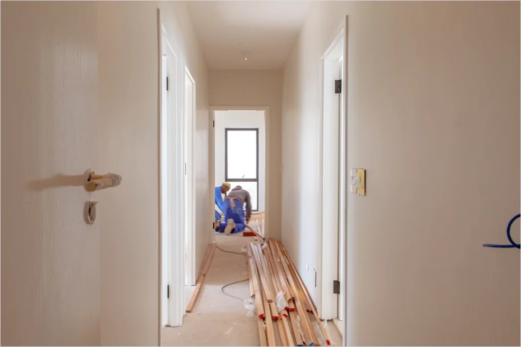Detail Interior Construction Drywalling Workers Finishing Number 18