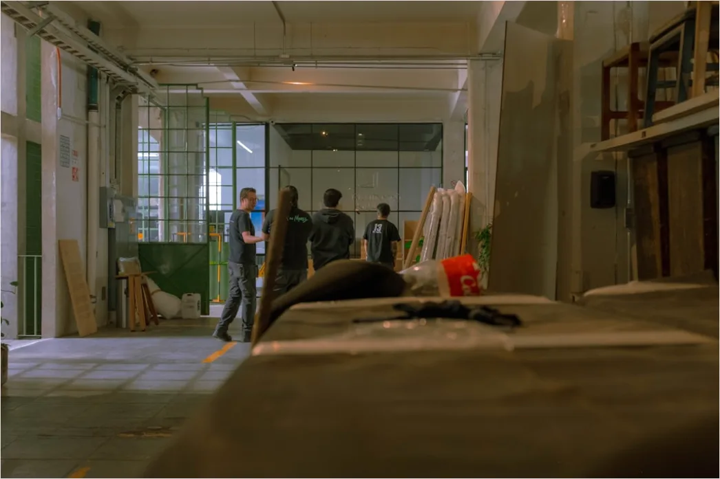 Detail Interior Construction Drywalling Workers Finishing Number 8