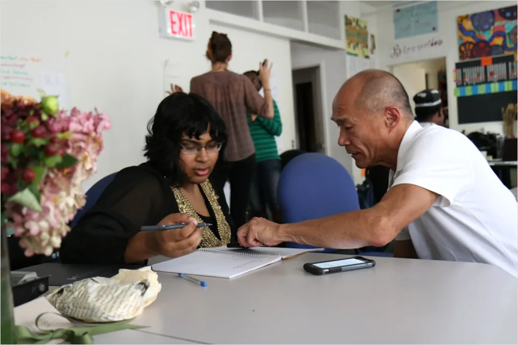Detail Language Learning Class Adults Practicing Conversation Number 2