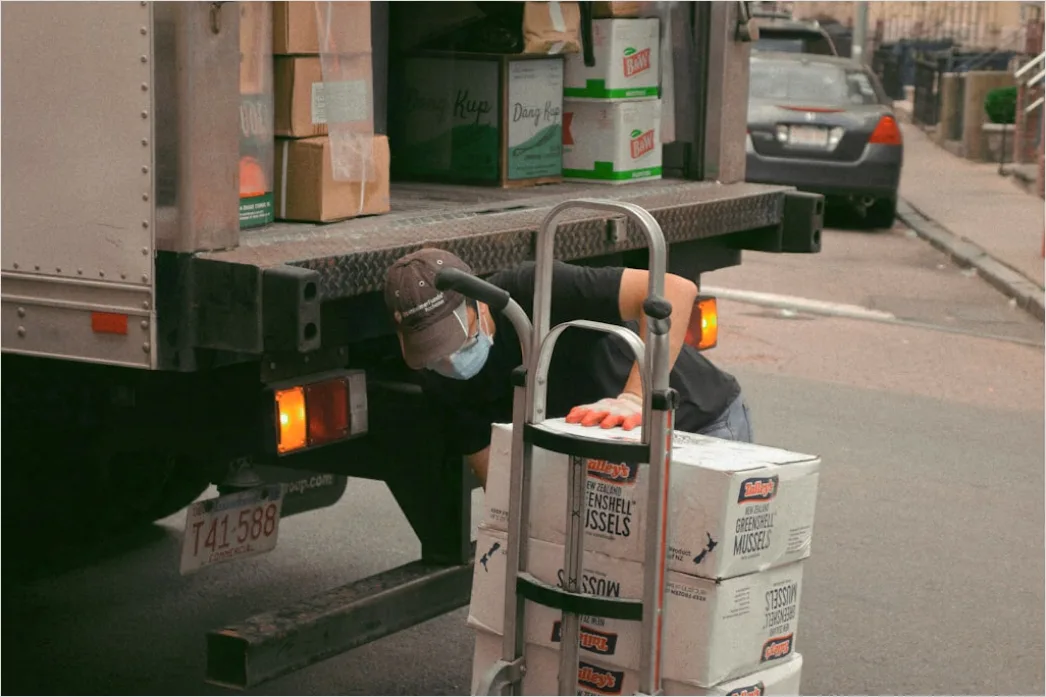 Detail Last Mile Delivery Driver Sorting Packages Van Number 13