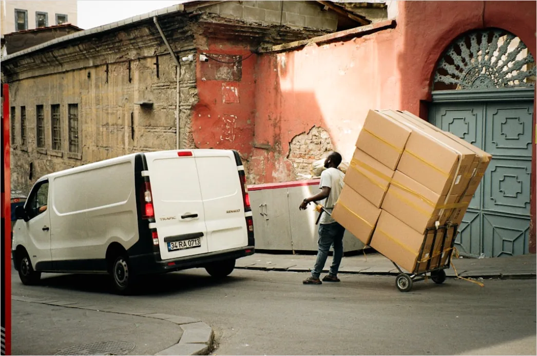 Detail Last Mile Delivery Driver Sorting Packages Van Number 15