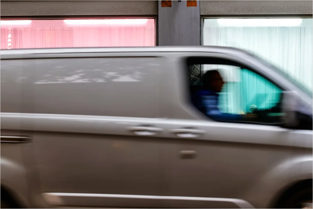Detail Last Mile Delivery Driver Sorting Packages Van Number 16
