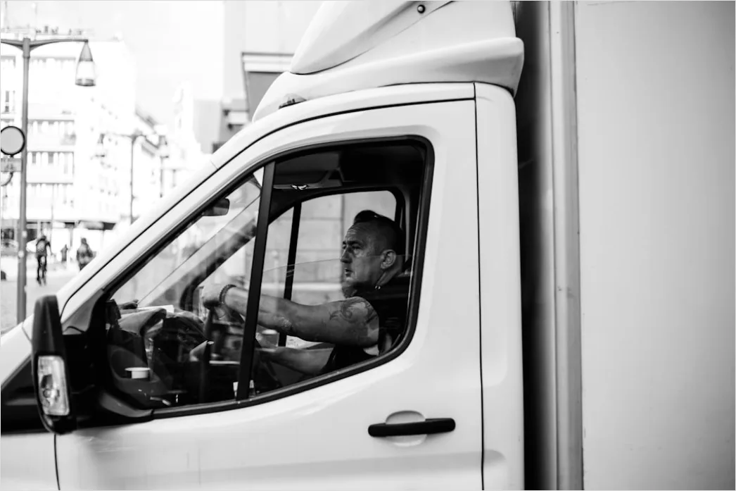 Detail Last Mile Delivery Driver Sorting Packages Van Number 7