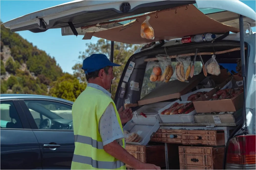 Detail Last Mile Delivery Driver Sorting Packages Van Number 9
