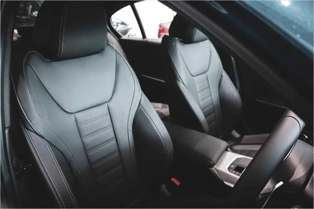 Luxury Car Interior Leather Seats Dashboard Close Up 3199