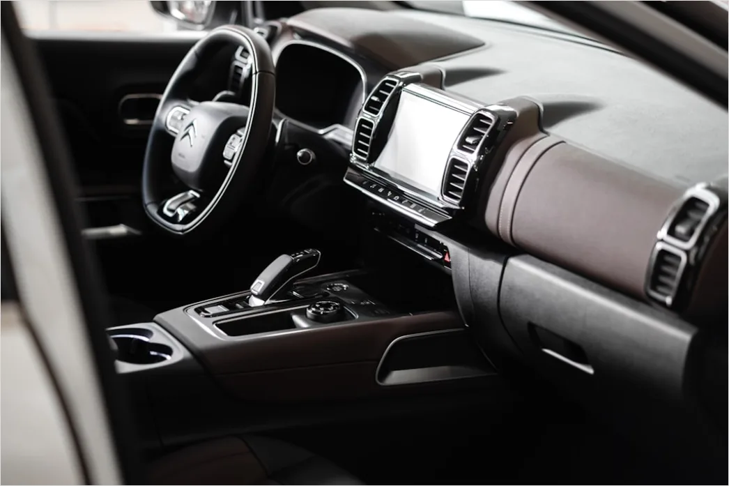 Detail Luxury Car Interior Leather Seats Dashboard Close Up Number 11