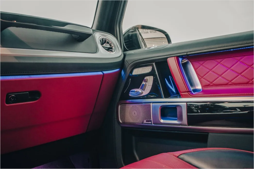Detail Luxury Car Interior Leather Seats Dashboard Close Up Number 14