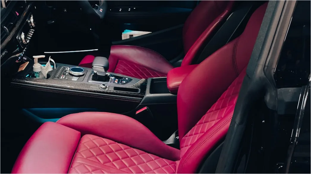 Detail Luxury Car Interior Leather Seats Dashboard Close Up Number 19