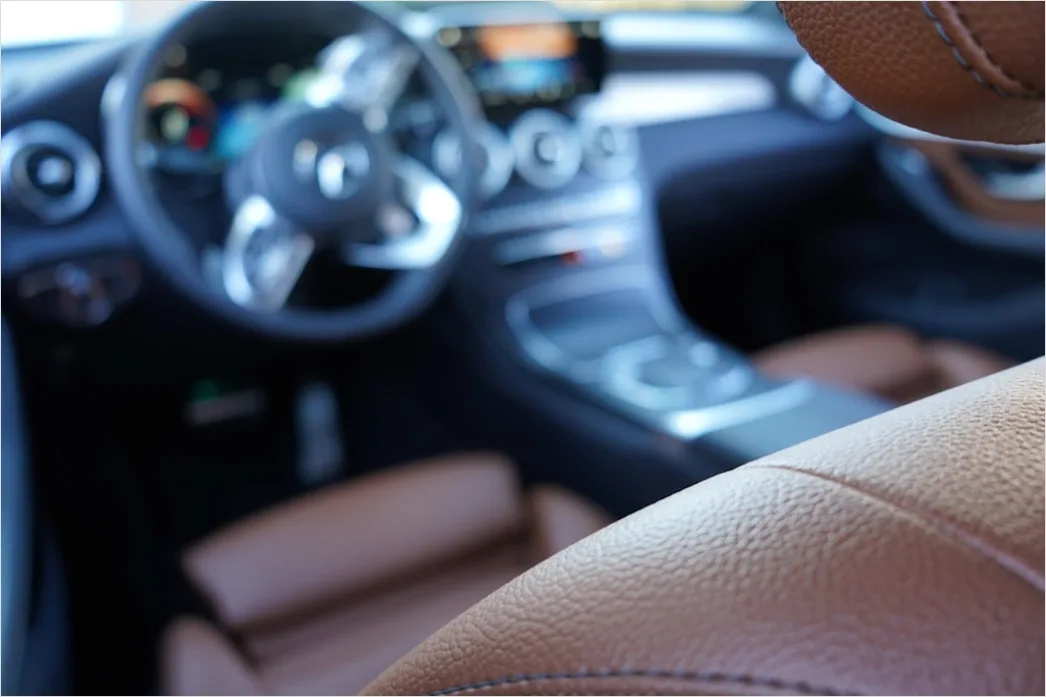 Detail Luxury Car Interior Leather Seats Dashboard Close Up Number 6