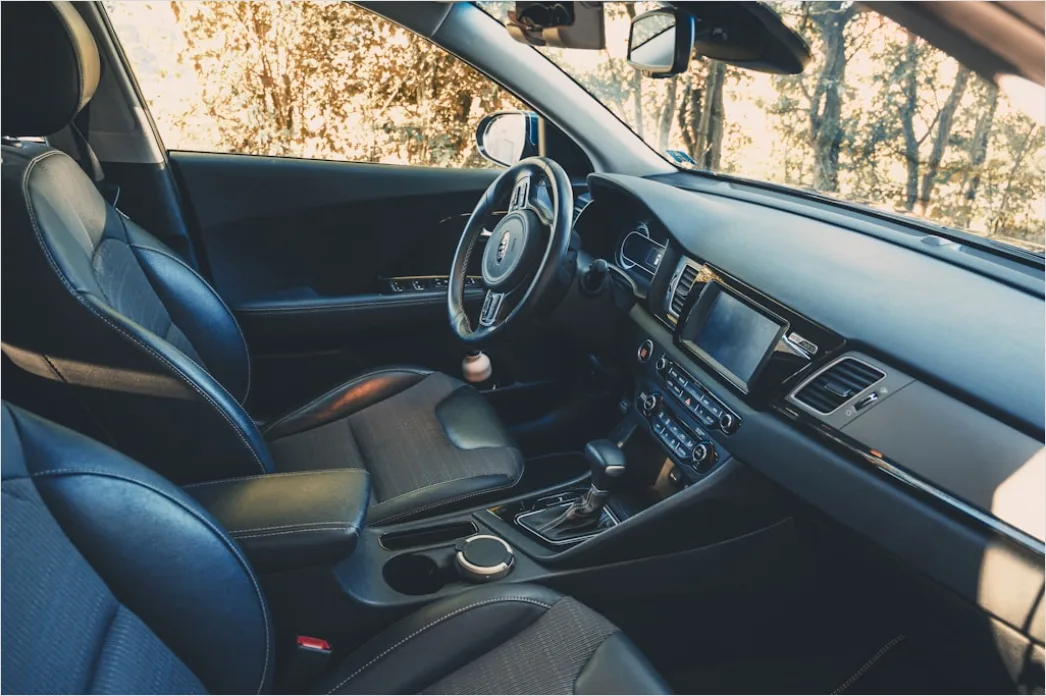 Detail Luxury Car Interior Leather Seats Dashboard Close Up Number 7