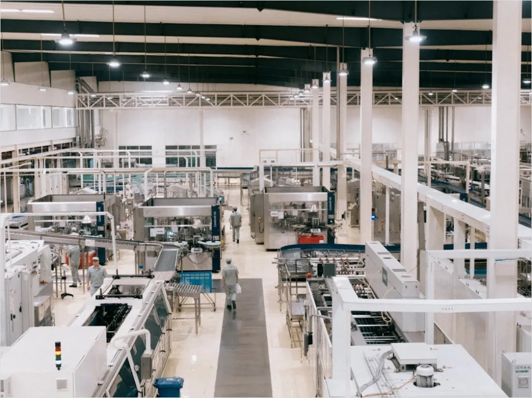 Manufacturing Plant Interior Wide Angle Overhead View C552