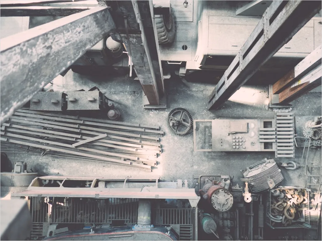 Detail Manufacturing Plant Interior Wide Angle Overhead View Number 3