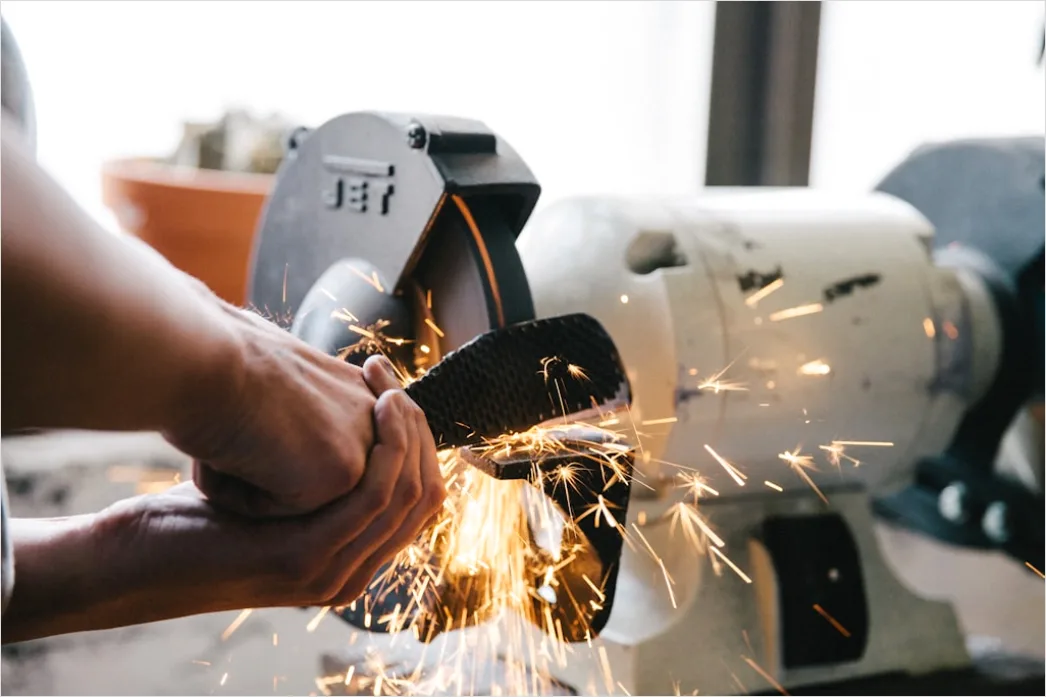 Detail Metal Fabrication Workshop Sparks Grinding Steel Number 13