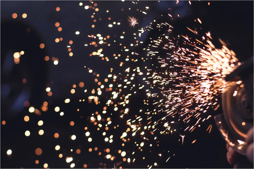 Detail Metal Fabrication Workshop Sparks Grinding Steel Number 4