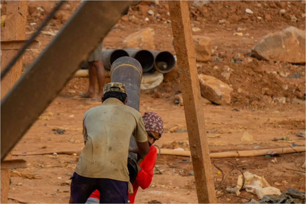 Detail Natural Gas Pipeline Construction Workers Laying Pipe Number 12