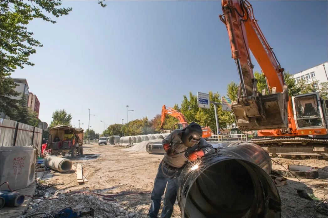 Detail Natural Gas Pipeline Construction Workers Laying Pipe Number 6