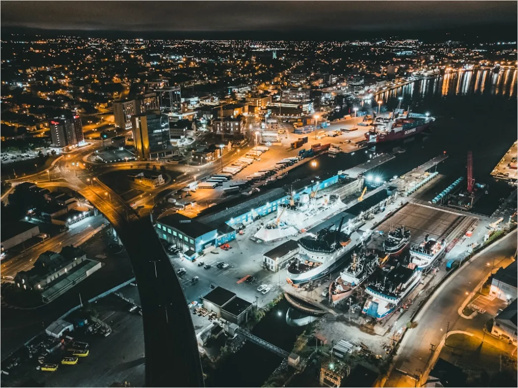 Detail Oil Refinery Industrial Complex Aerial Night View Number 14