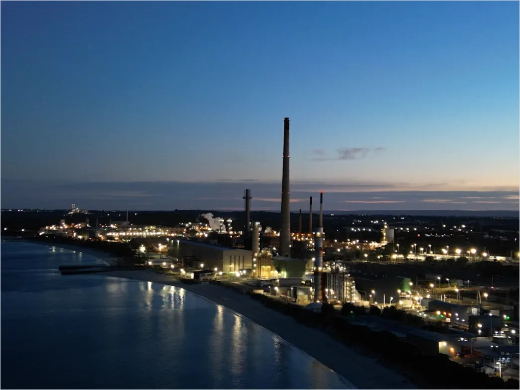 Detail Oil Refinery Industrial Complex Aerial Night View Number 16
