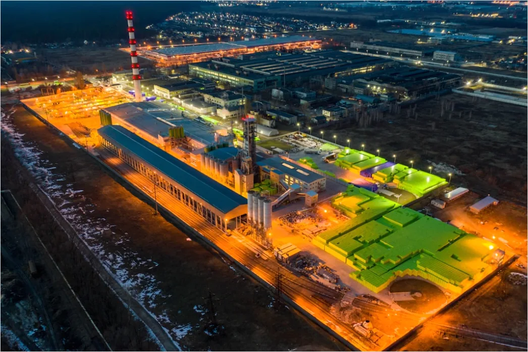 Detail Oil Refinery Industrial Complex Aerial Night View Number 18