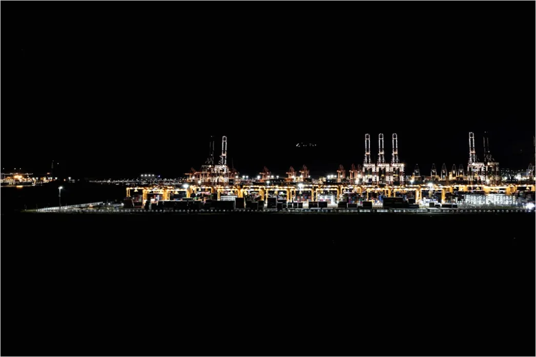 Detail Oil Refinery Industrial Complex Aerial Night View Number 19