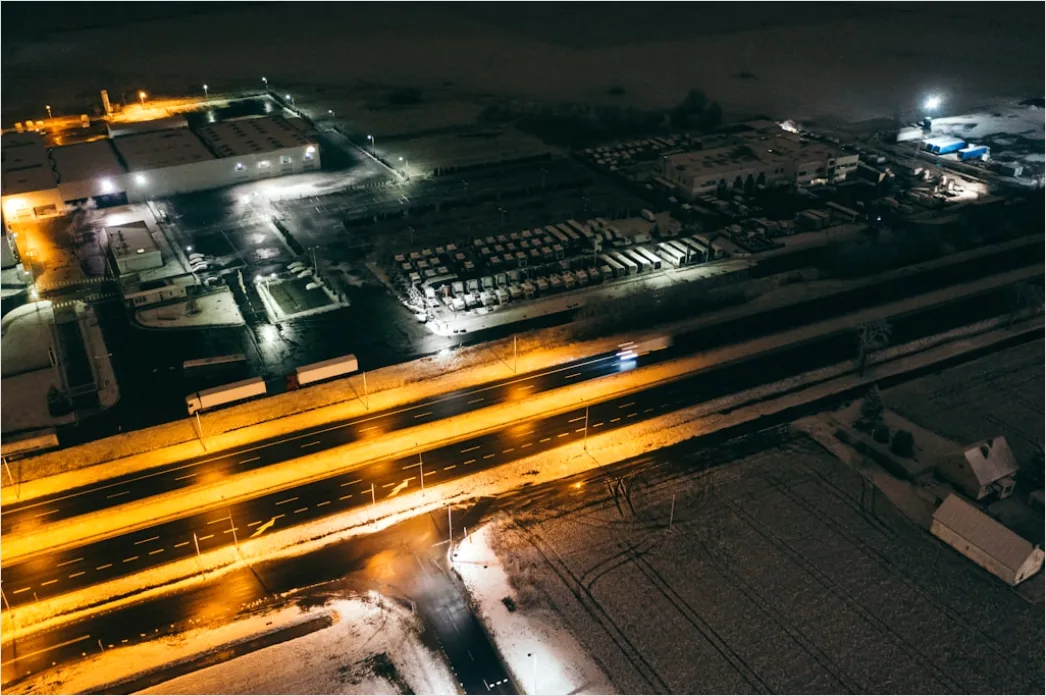 Detail Oil Refinery Industrial Complex Aerial Night View Number 6
