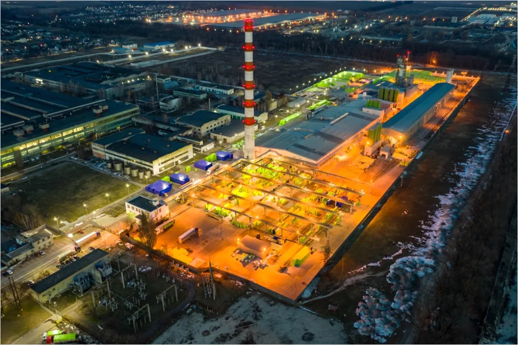 Detail Oil Refinery Industrial Complex Aerial Night View Number 10