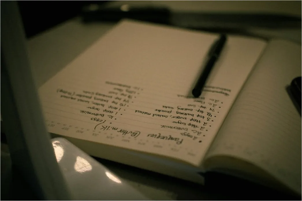 Detail Open Notebook With Handwritten Notes Close Up Number 13