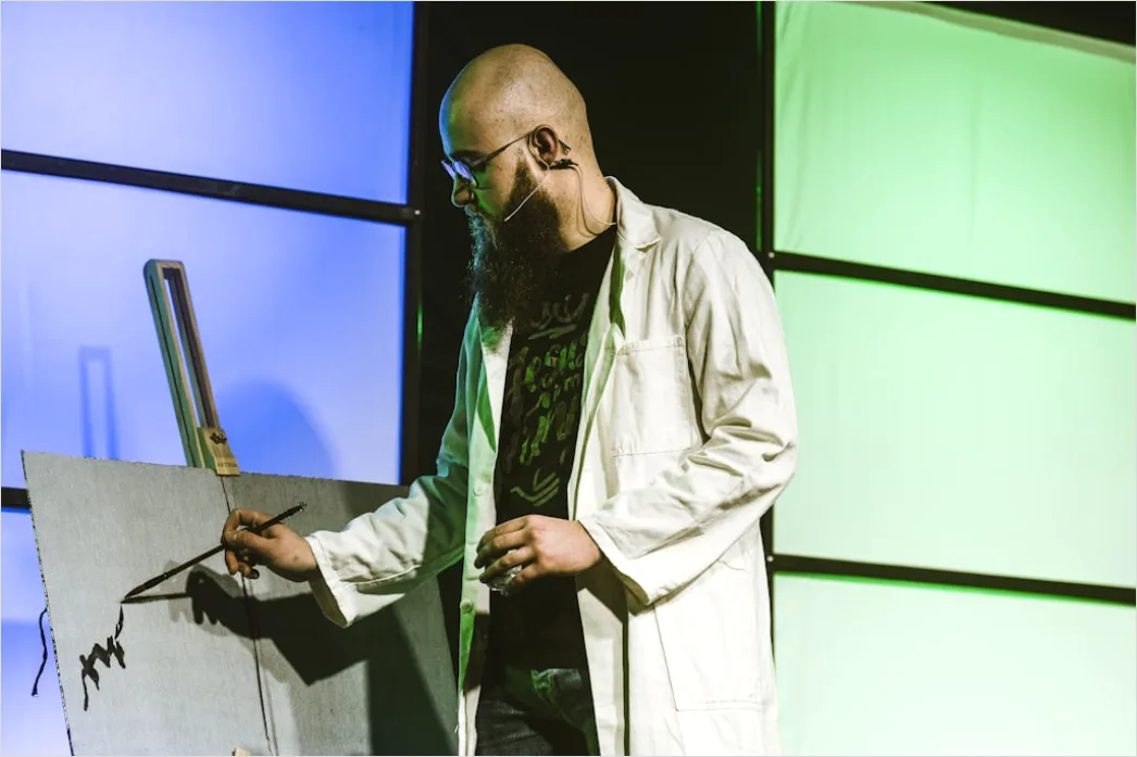 Detail Press Interview Scientist Explaining Research Findings Number 19
