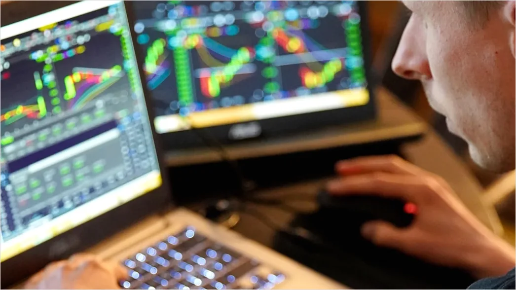 Detail Researcher Analyzing Data On Multiple Monitors Number 12