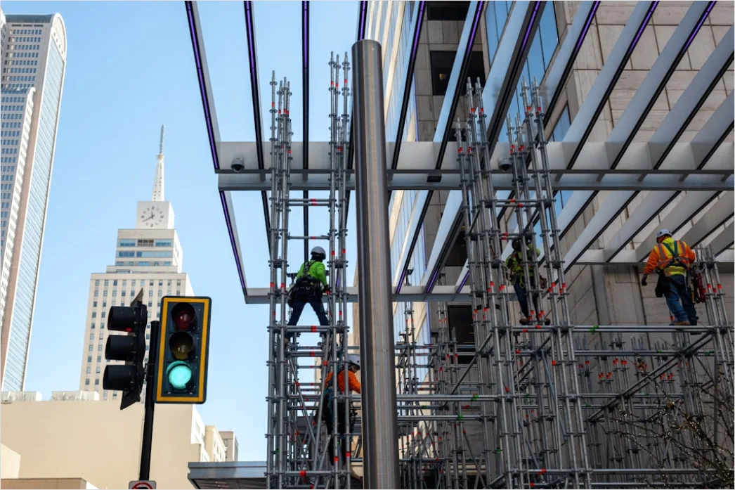 Detail Scaffolding Construction Site Workers At Height Number 11