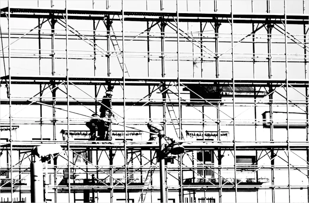 Detail Scaffolding Construction Site Workers At Height Number 4