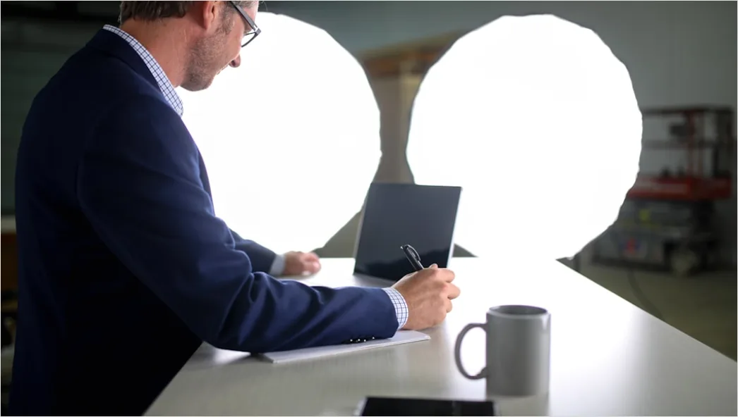 Detail Scientist Writing Manuscript In Office Workspace Number 12