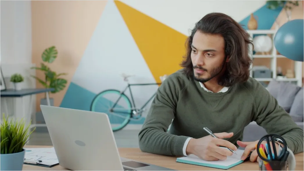 Detail Scientist Writing Manuscript In Office Workspace Number 15