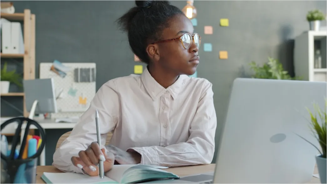 Detail Scientist Writing Manuscript In Office Workspace Number 19